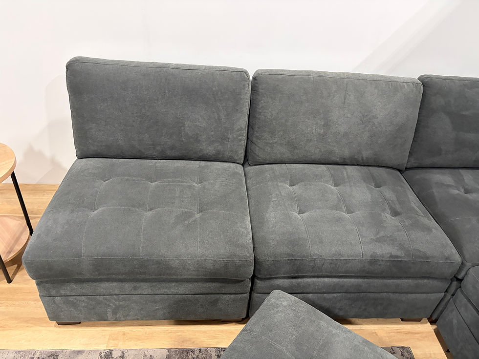 Thumbnail: Thomasville Tisdale Gray Fabric Sectional with Storage Ottoman 