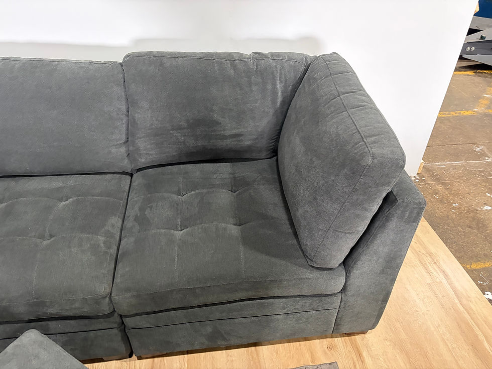 Thumbnail: Thomasville Tisdale Gray Fabric Sectional with Storage Ottoman 