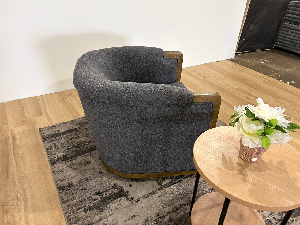 Thumbnail: Thomasville Fabric Swivel Chair with Wood Trim