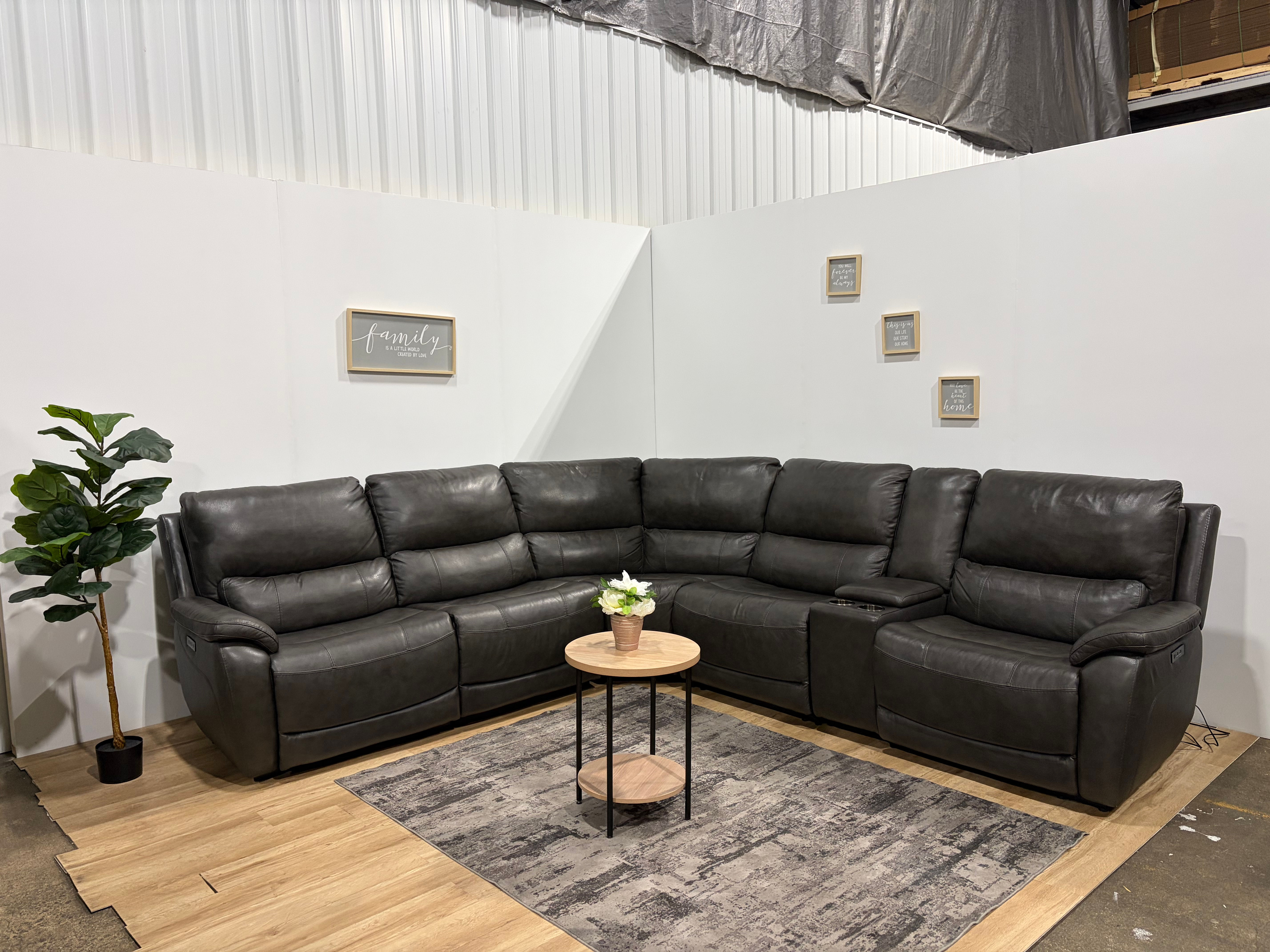 Wylder Leather Power Reclining Sectional with Power Headrests