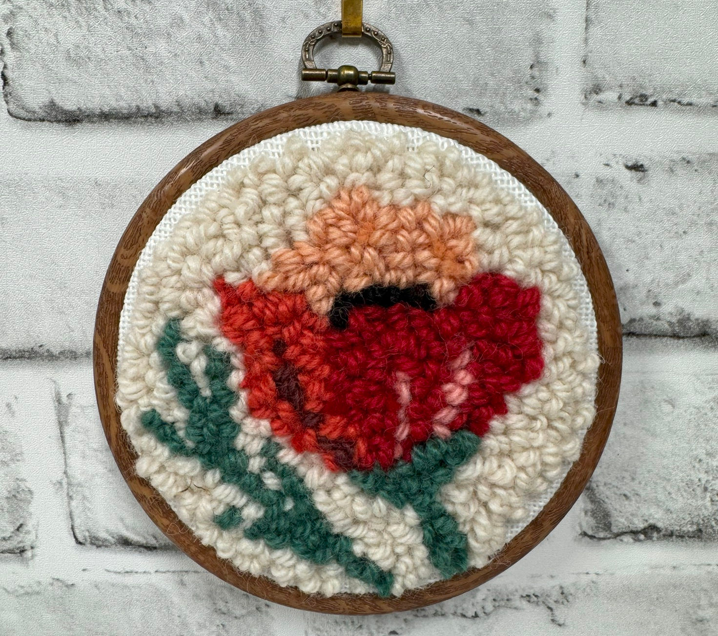 Small punch needle pattern Poppy