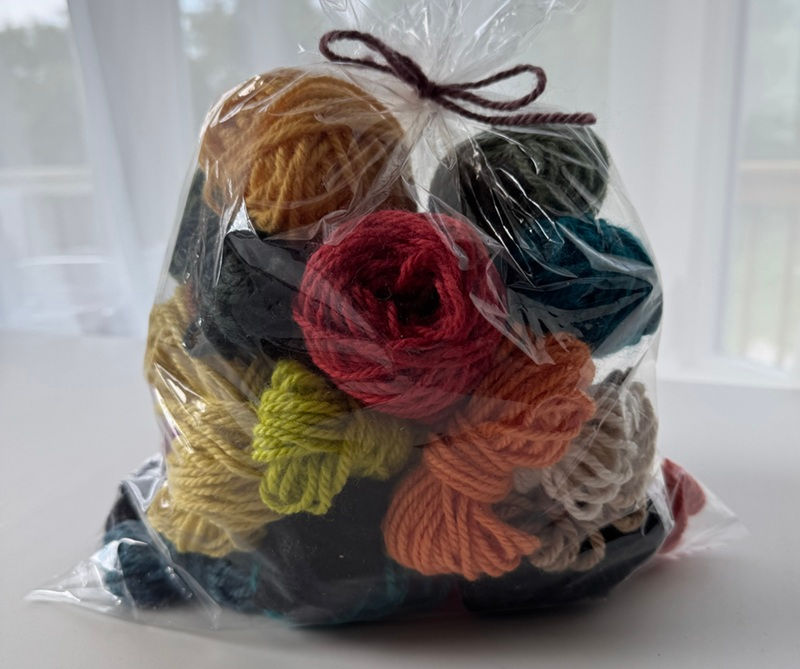 Grab 1 lbs Bag. of less than 1 oz Scrap Balls Wool Rug Yarn Random Colors