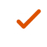 Orange checkmark inside a white rounded square on a black background, symbolising confirmation, approval, or success.