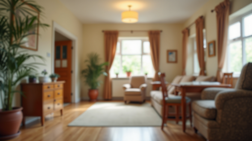 Eye-level view of a cozy common area in a residential care home