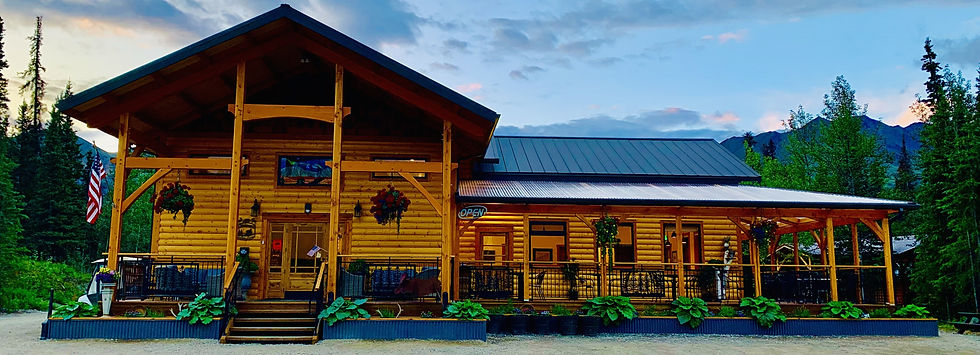 McKinley Creekside Café & Bakery in Denali National Park, Alaska – locally owned log cabin restaurant offering homemade meals and baked goods.