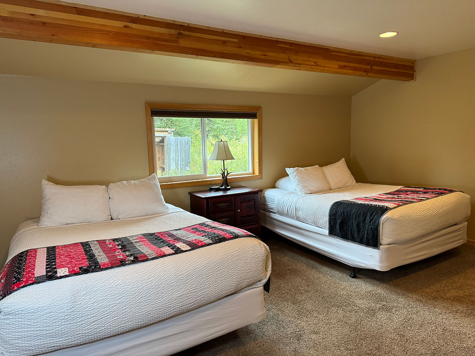 Carlo Guest Cabin-Room 2 has two queen beds and a private bath with shower