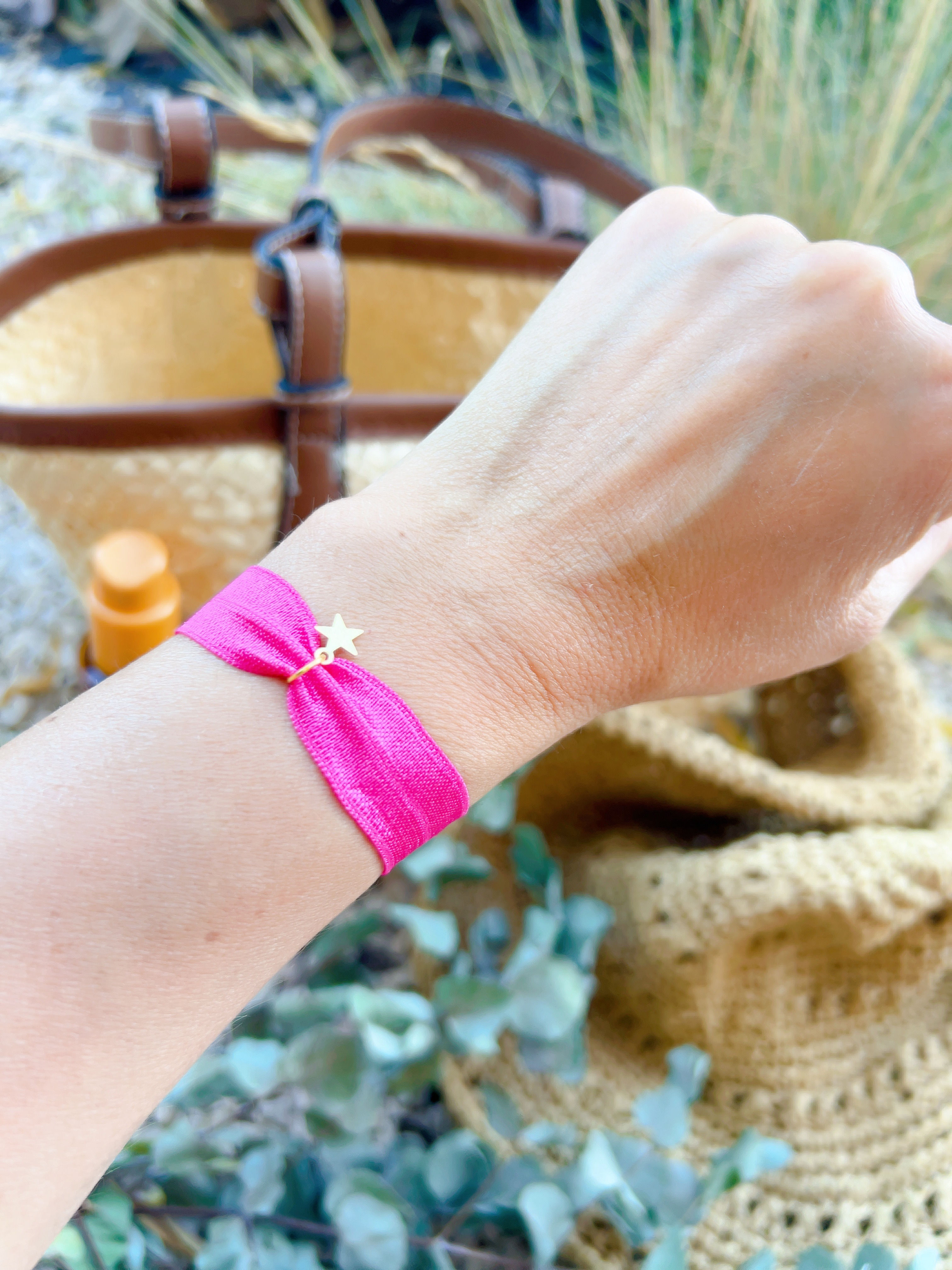 Bracelet élastique rose fuschia (15)