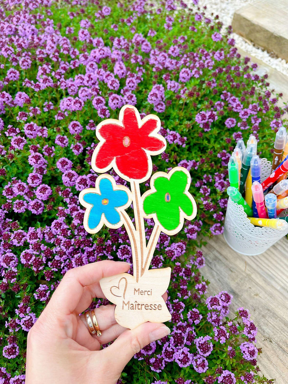 Miniature : Fleur en bois a colorier