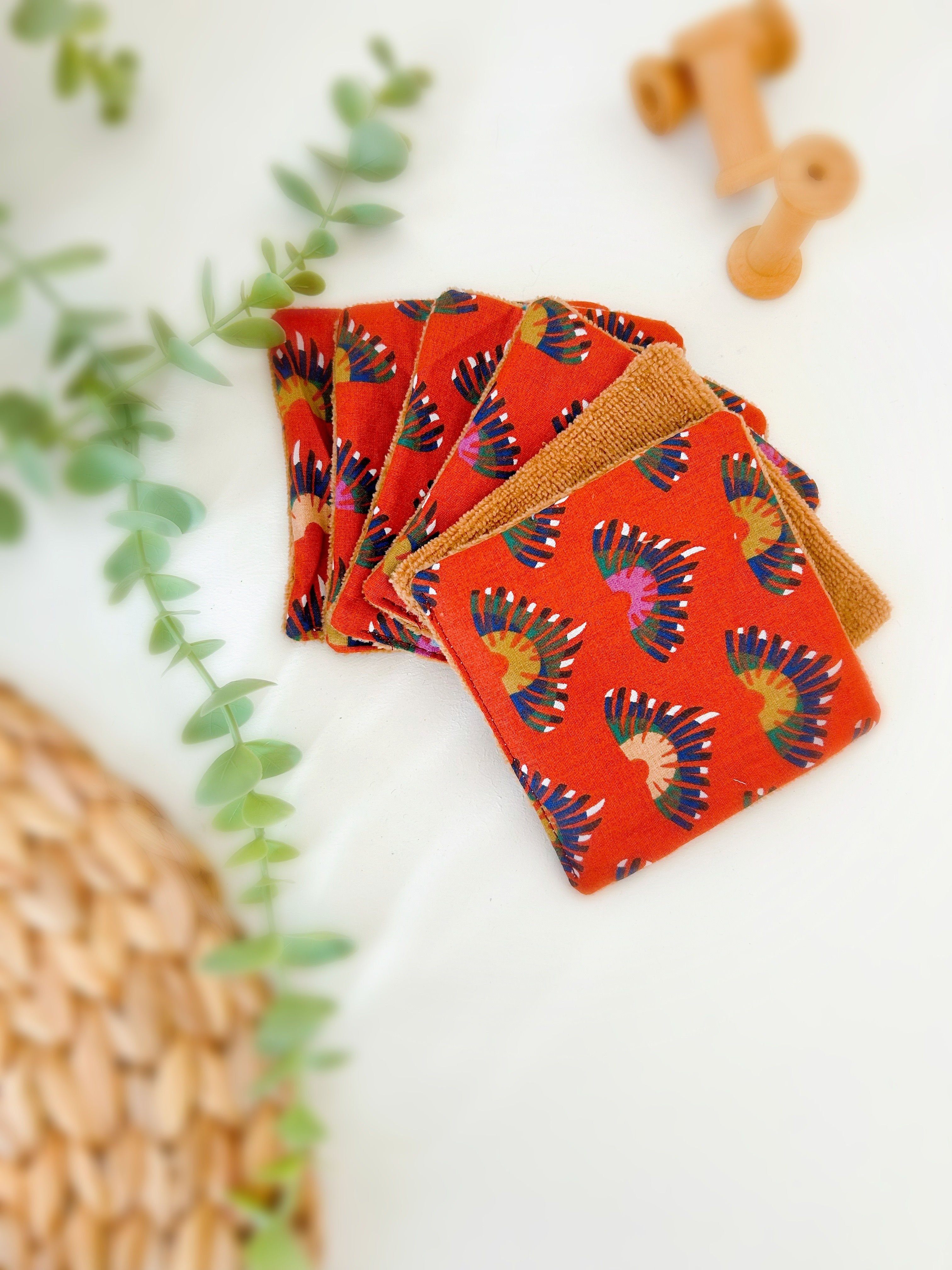 Carrés à démaquiller lavables par 6 ( Terracota/Camel)