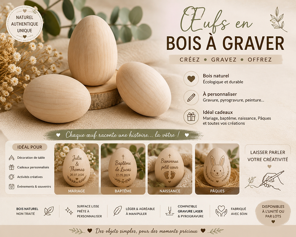 Miniature : Œuf en bois a graver 