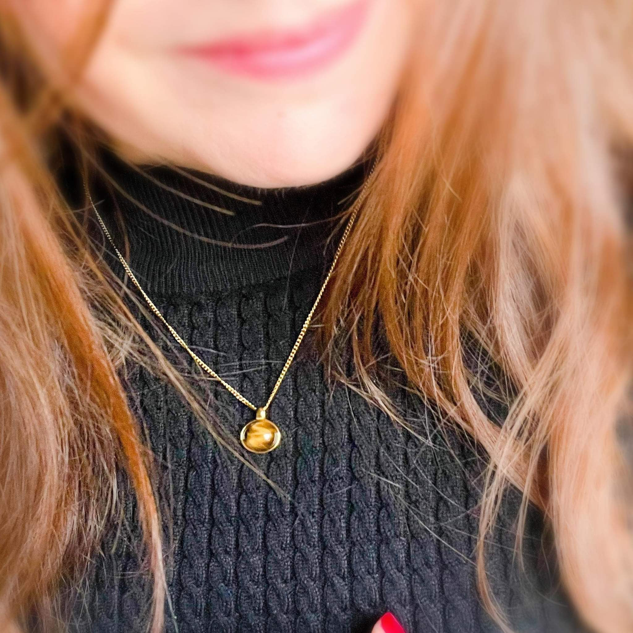 Sautoir et pierre oeil du tigre 