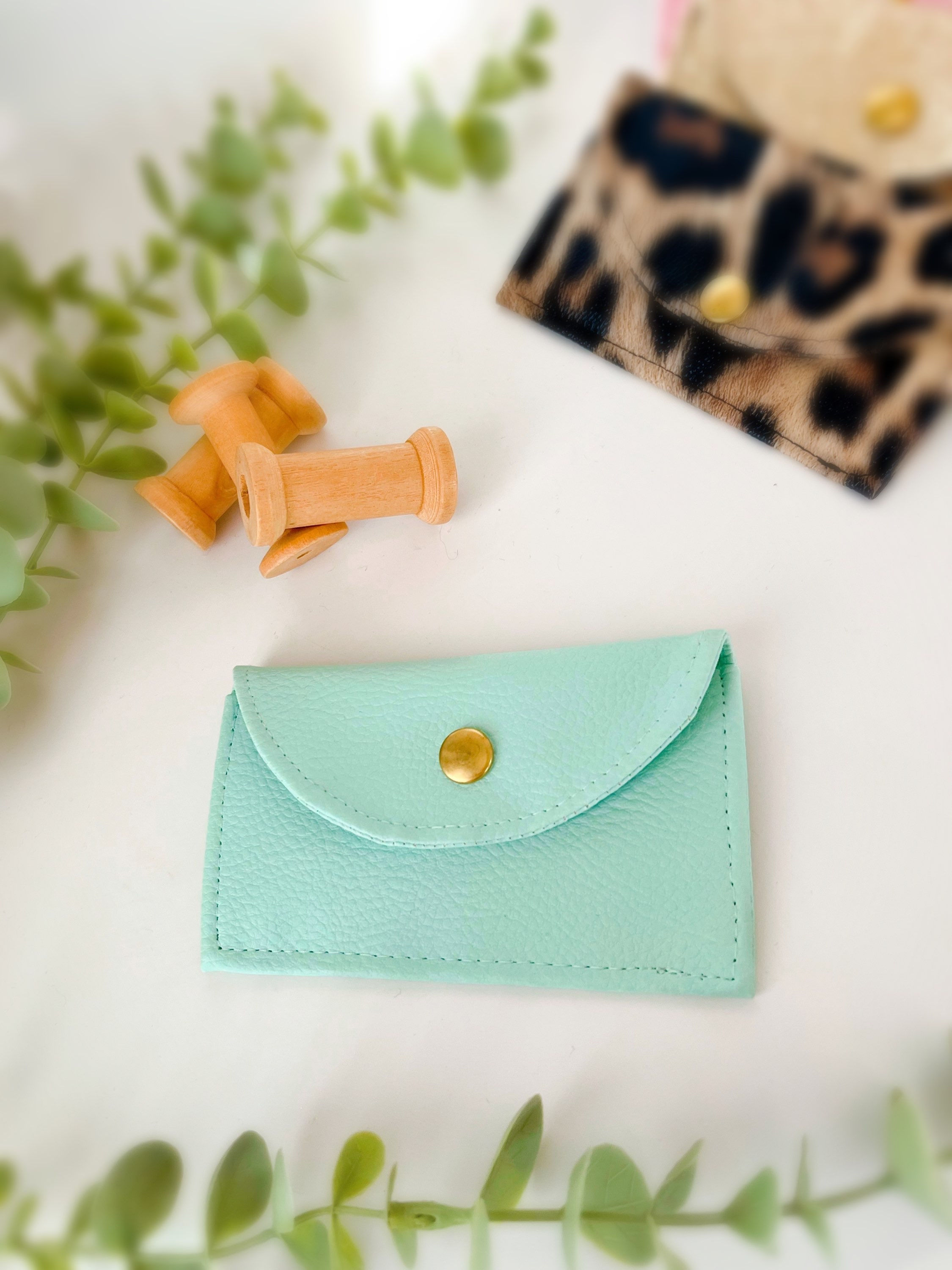 Porte Cartes Simili cuir Vert d’eau 