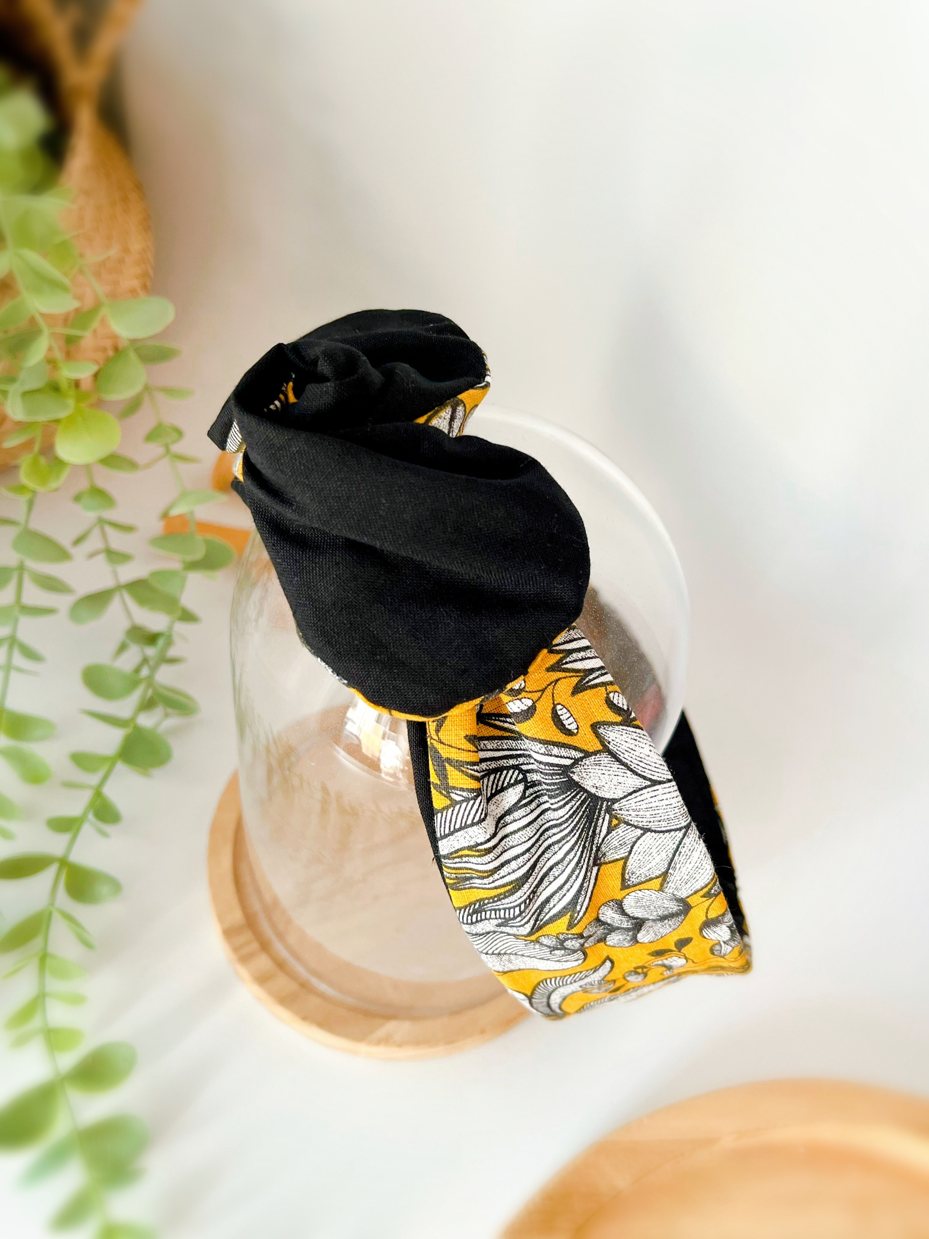 Bandeau simple jaune moutarde / noir