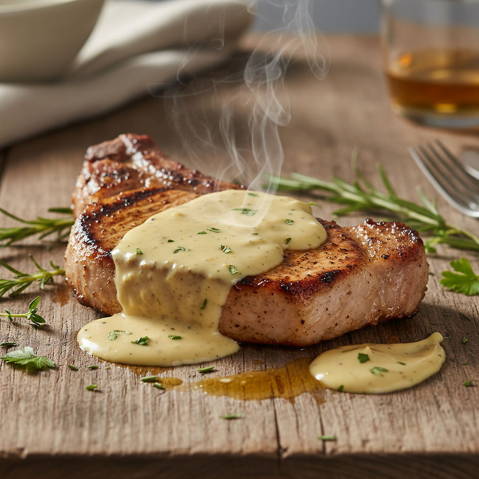 grilled pork chop with dijon cream sauce