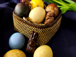Natural Coloured Eggs in Basket