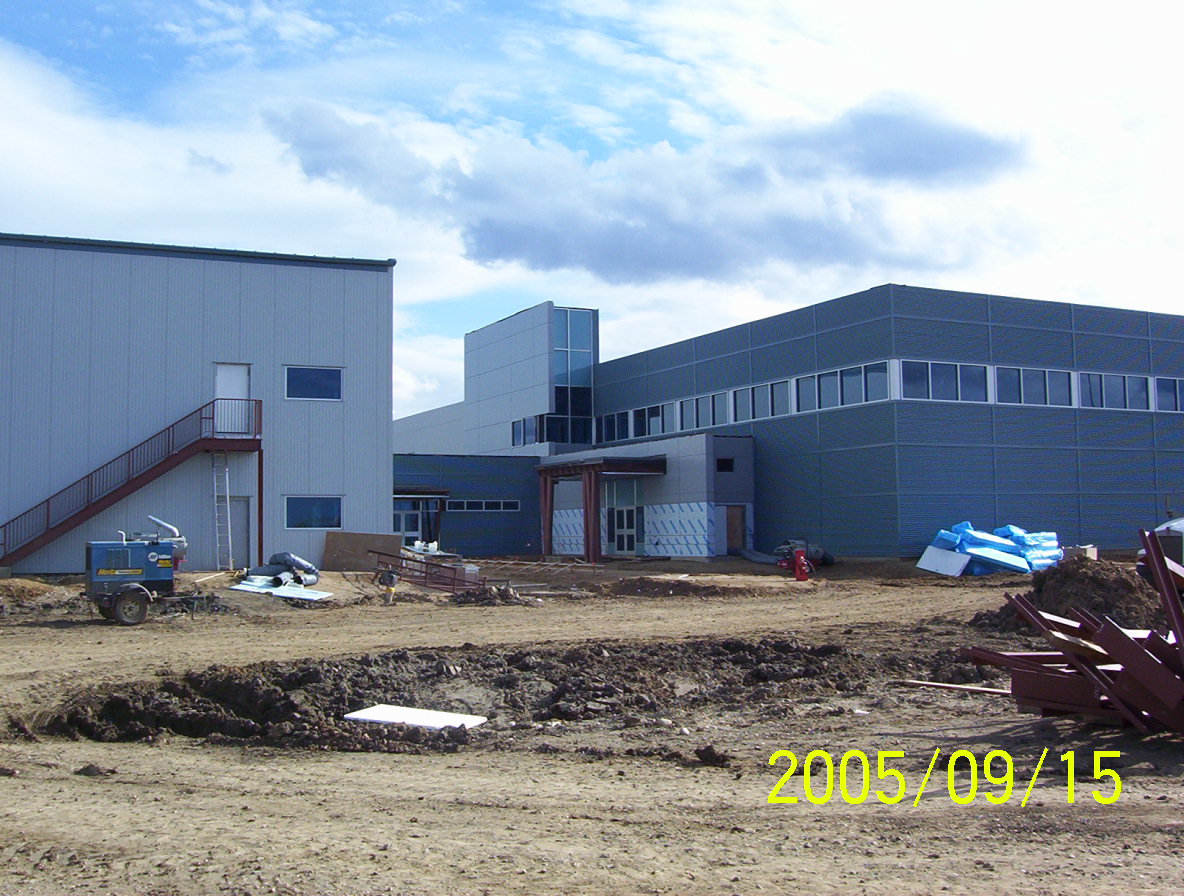 OPTI Canada Administration and Control Building — Northeast perspective — construction progress, September 2005