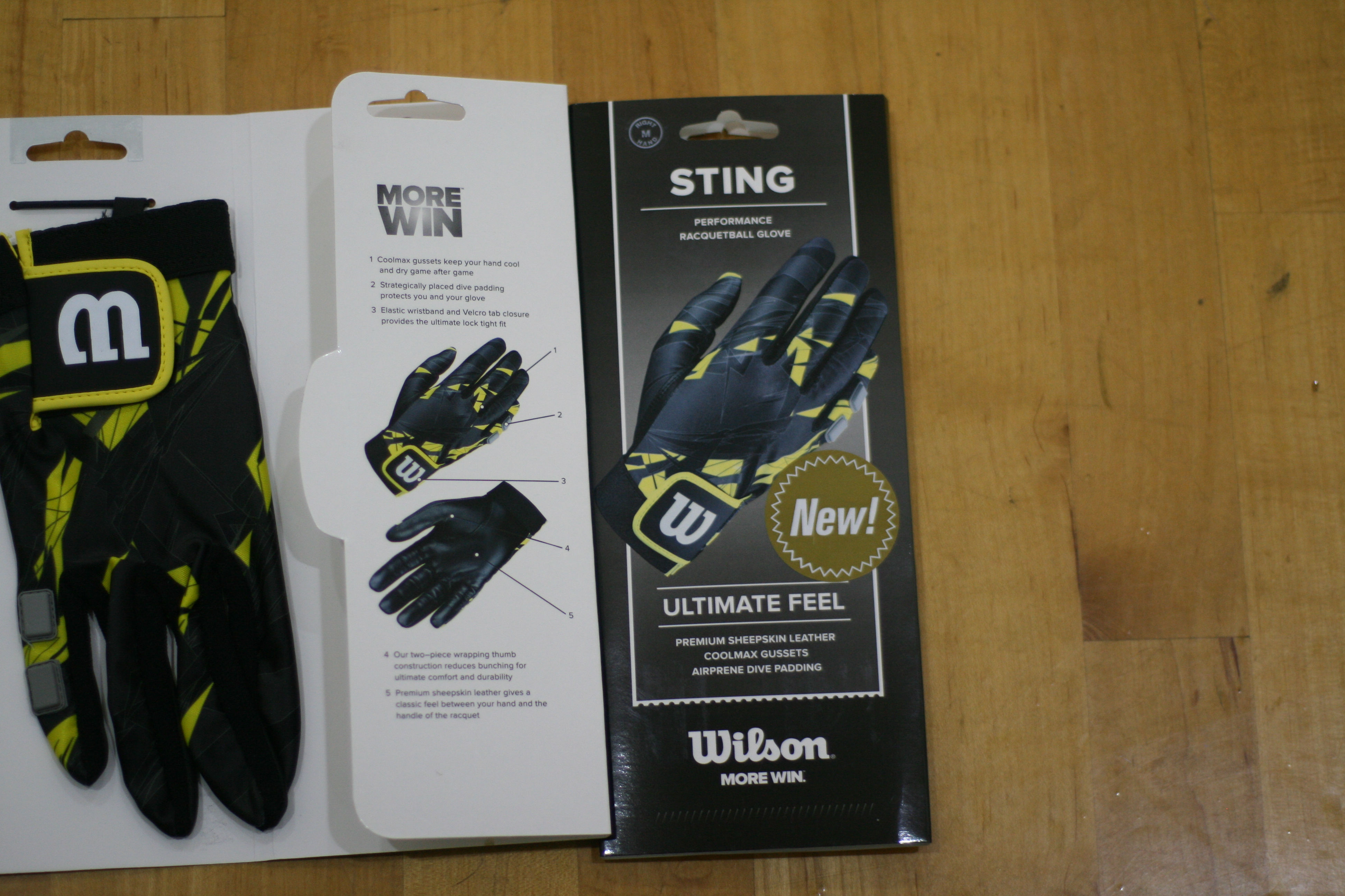 2 WILSON Gloves STING, Black and Yellow RIGHT HAND