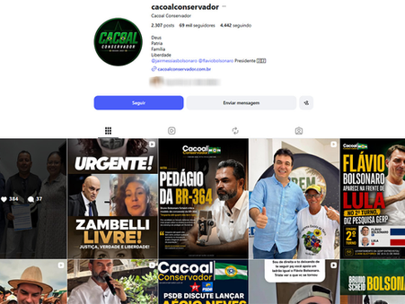 Página 'Cacoal Conservador' retorna ao Instagram após 17 dias suspensa