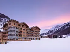 European luxury ski hotel in winter