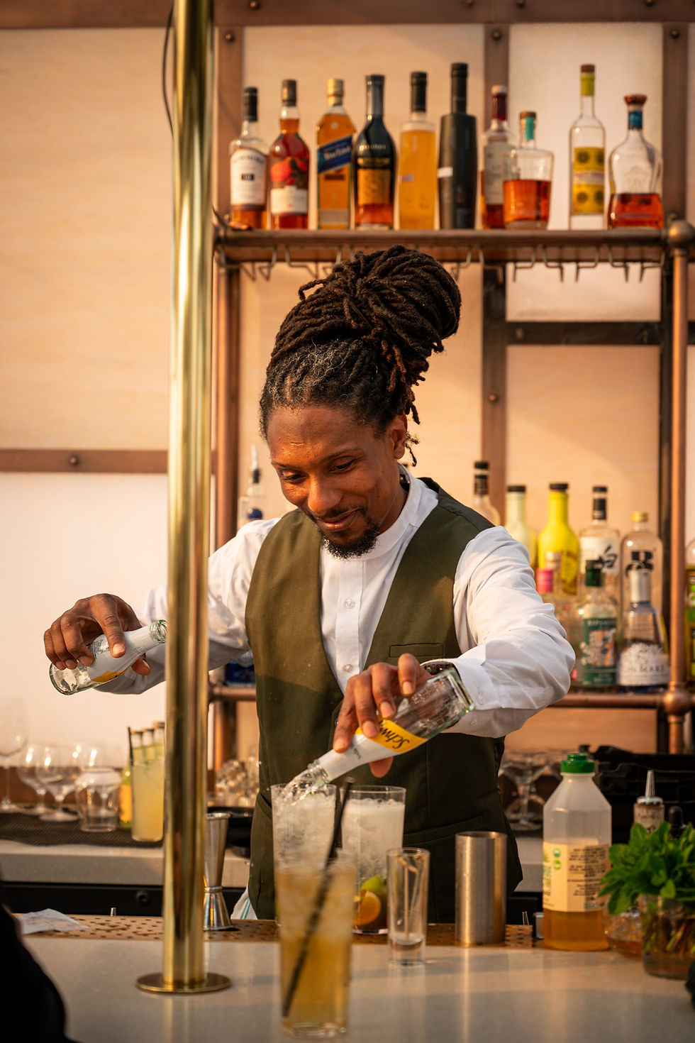 Bartender pouring drinks at Wagtail in the City of London