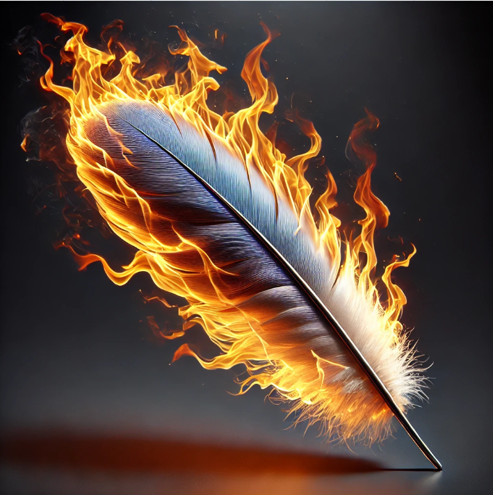 Imagem: OPENAI. Feather on Fire. DALL-E, 2024. Disponível em: https://chat.openai.com/.