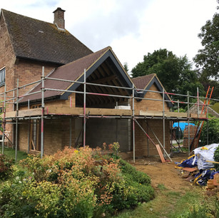 House extension, scaffolding