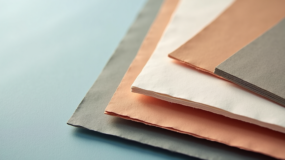 High angle view of a variety of coated paper types