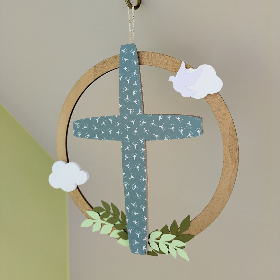 croix baptême à personnaliser motif bleu