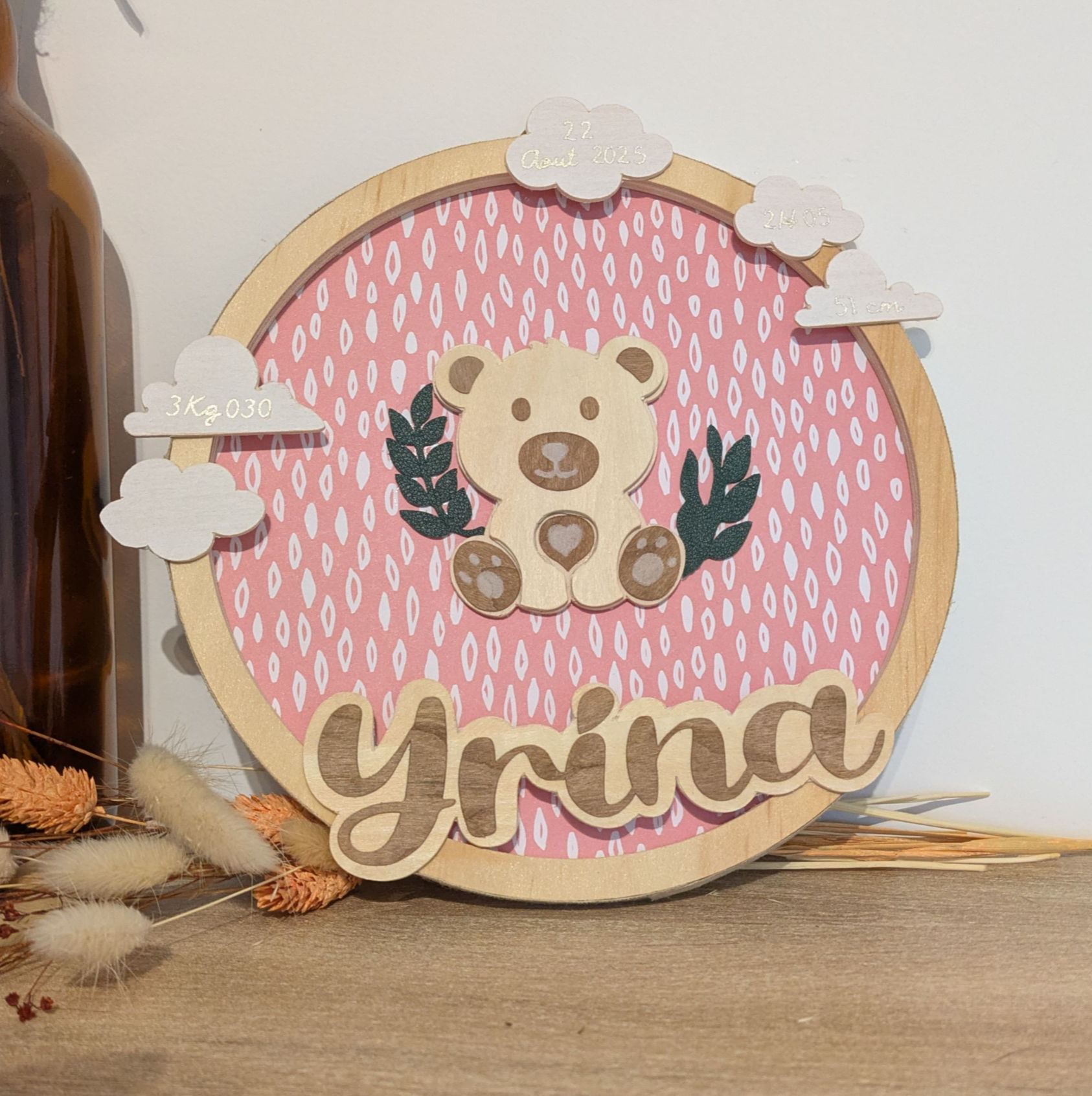 couronne ronde theme ours pour chambre enfant