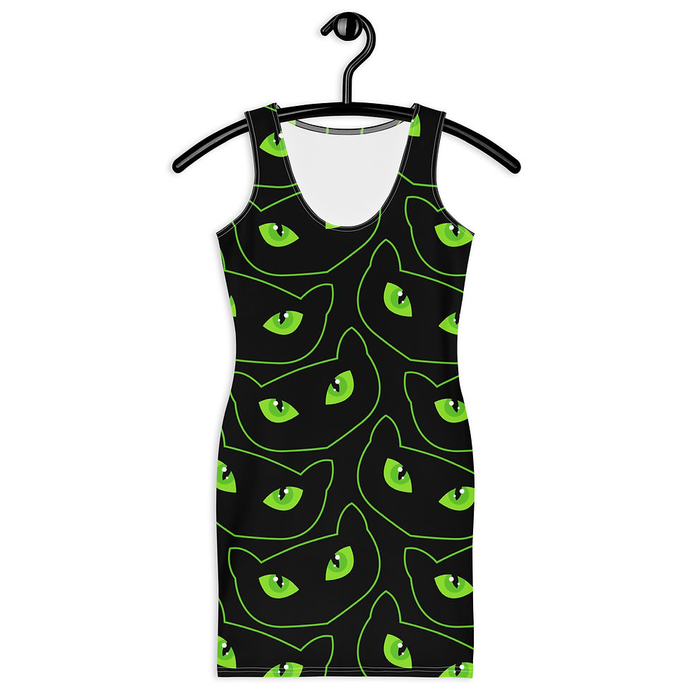 Thumbnail: Spooky Halloween Cat Eyes Bodycon Tank Dress
