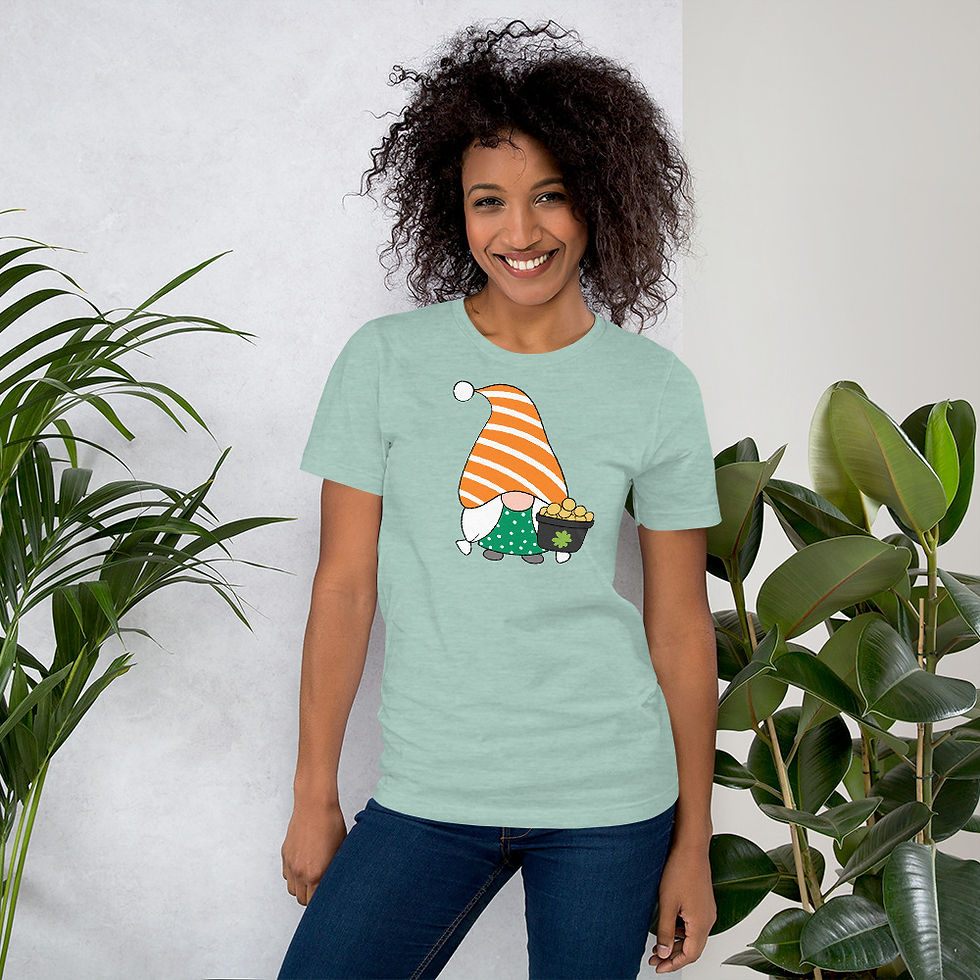 Thumbnail: St Patrick's Day Gnome with Pot-o-Gold Short-Sleeve T-Shirt