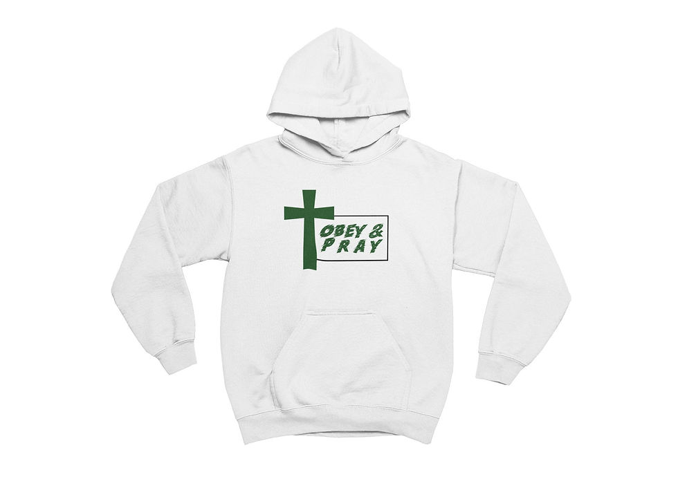 Obey and Pray, white Hoodie