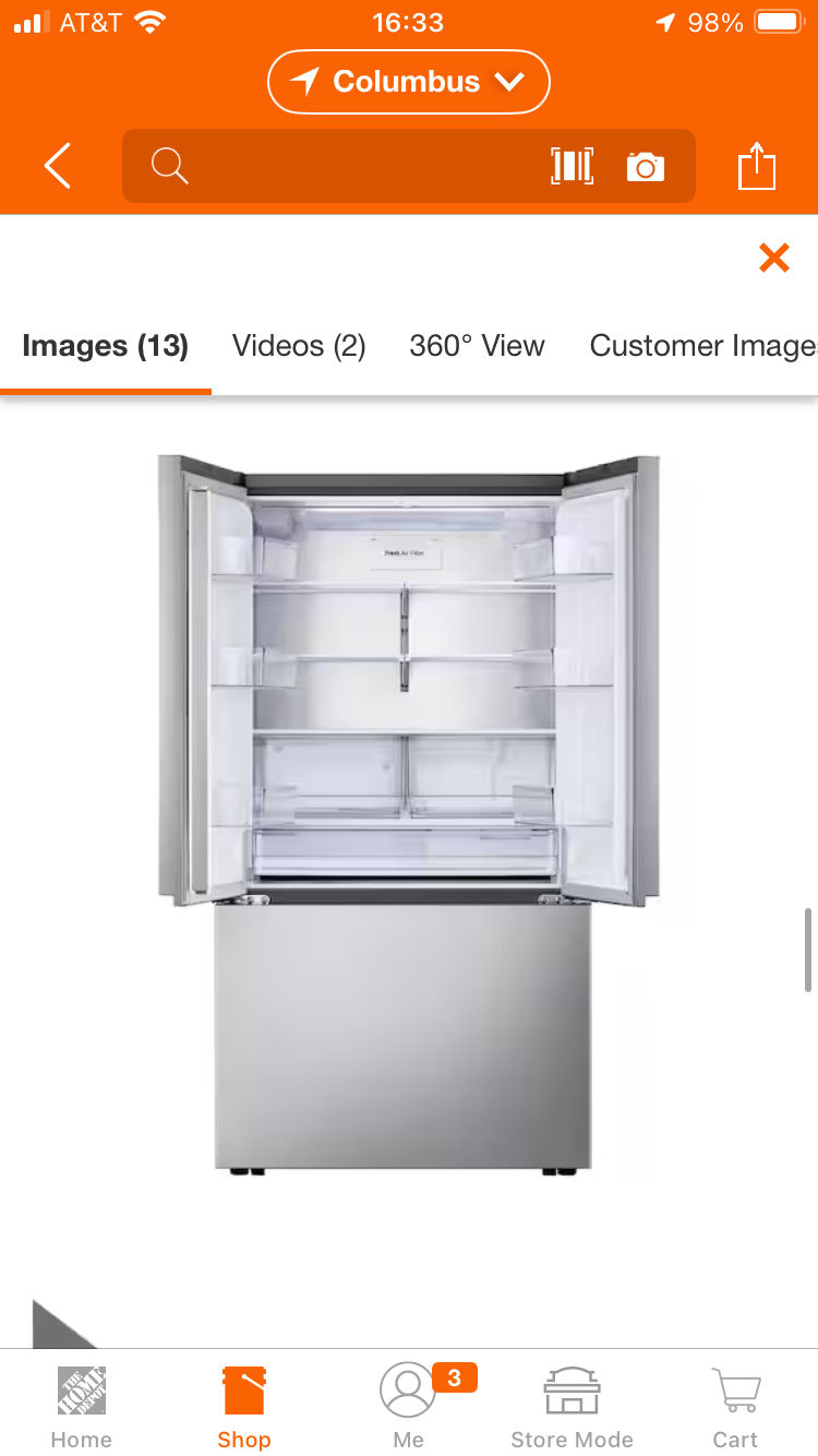 Thumbnail: 3 door refrigerator