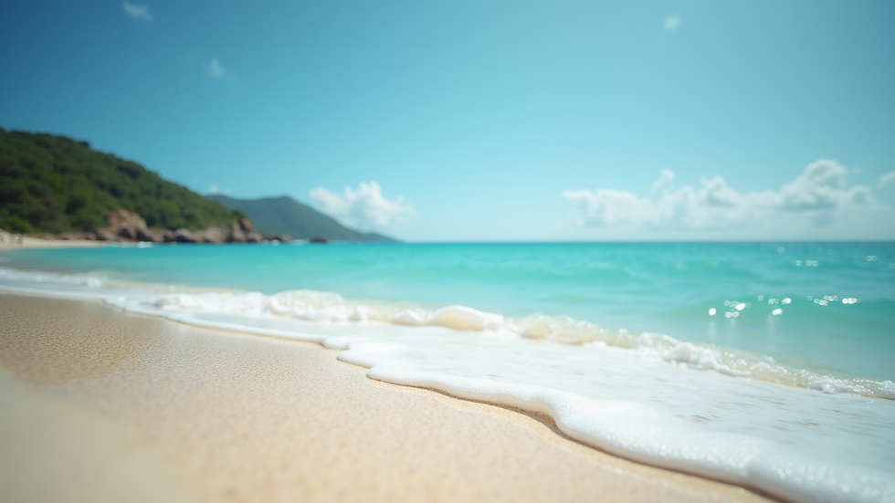 Eye-level view of a beautiful beach with clear blue water