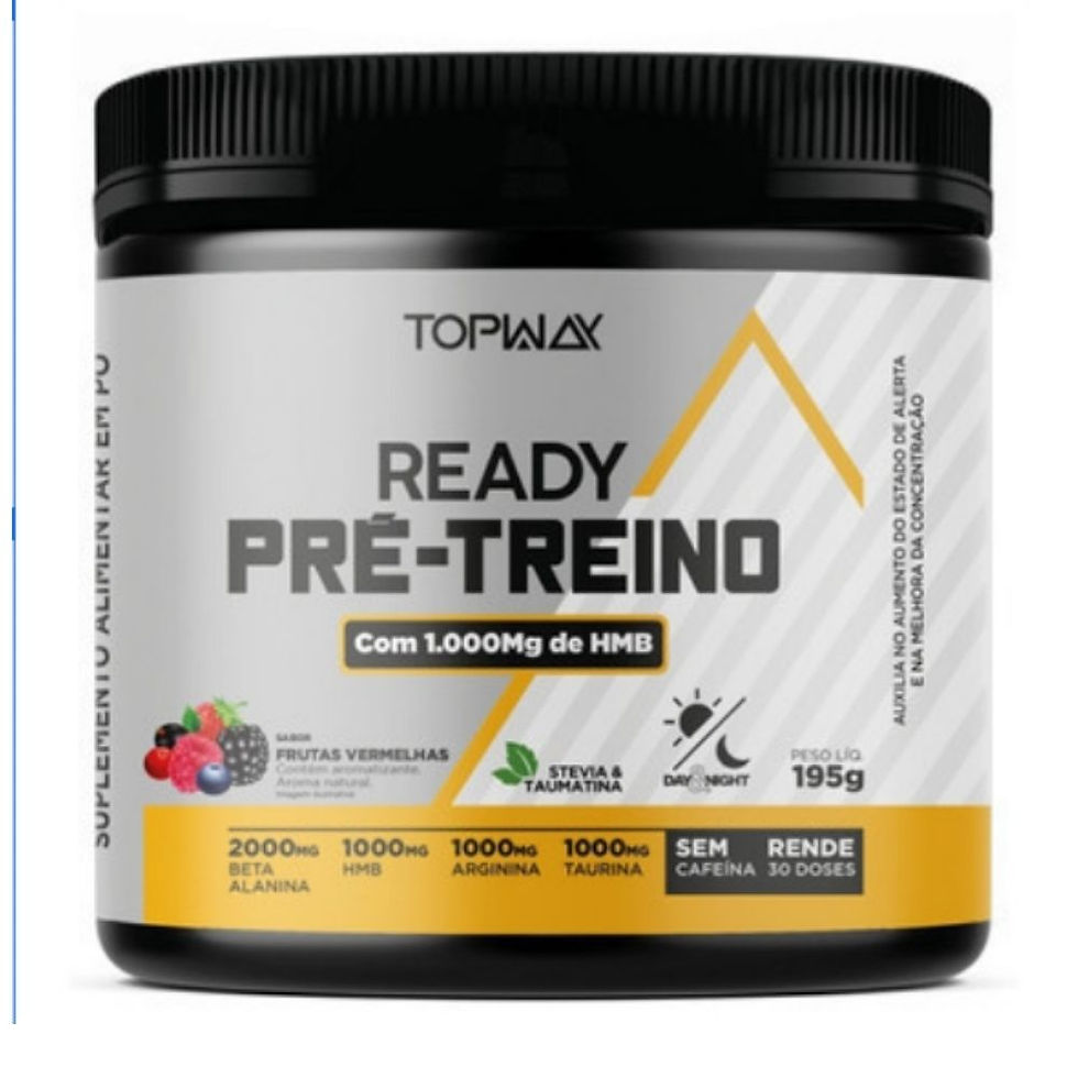 Ready Pré Treino Descafeinado Frutas Vermelhas 195g - TopWay
