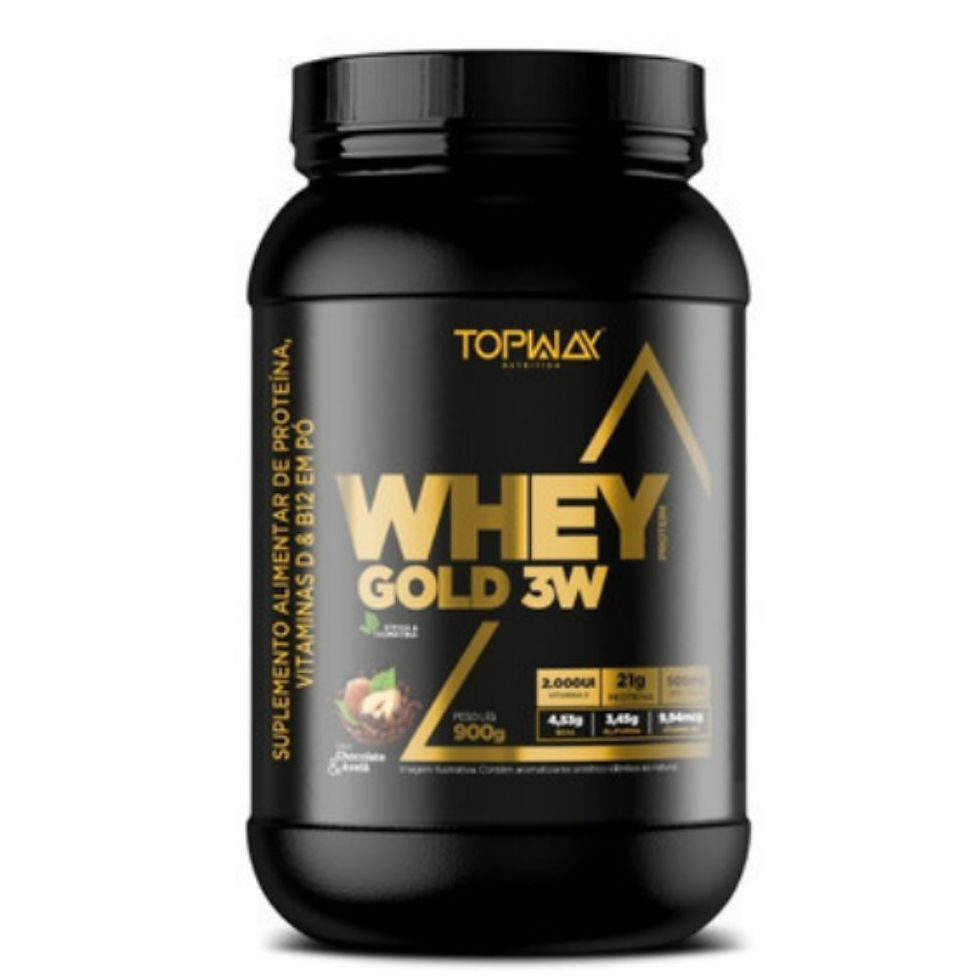 Whey Gold 3W Chocolate e Avelã 900g - TopWay