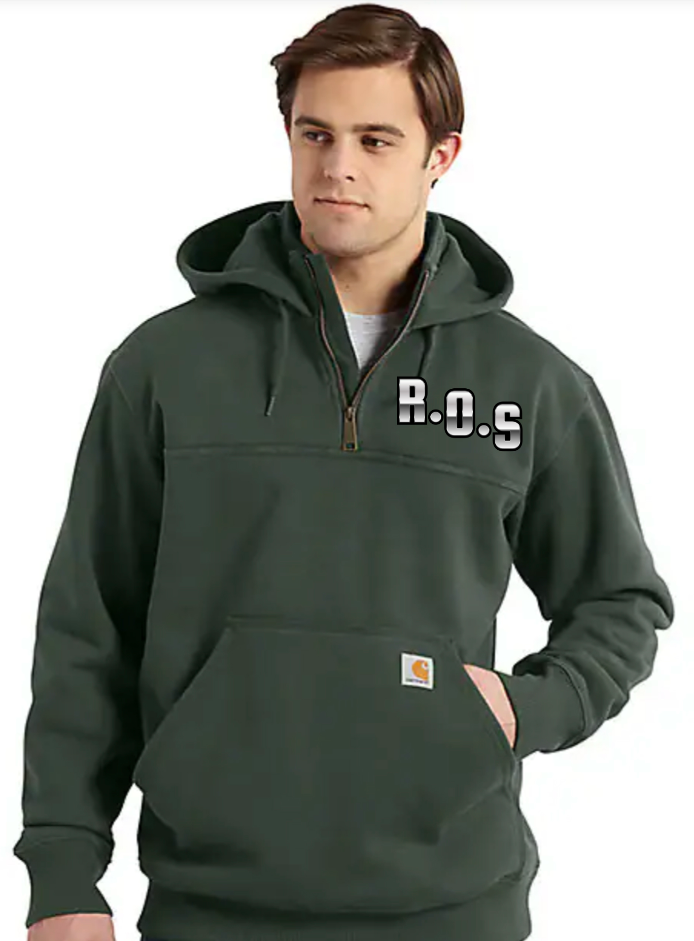 Carhartt Quarter- zip Hooded Sweatshirt- Forestry Green