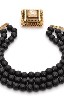 14 Karat Yellow Gold Filigree Jet Necklace