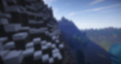 A mountainous region build in Minecraft
