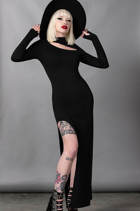 ASTAROTH LONG SLEEVE DRESS / KILLSTAR | BLACKOUT