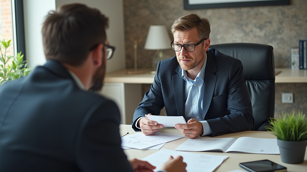 Eye-level view of a financial advisor discussing investment plans with a client