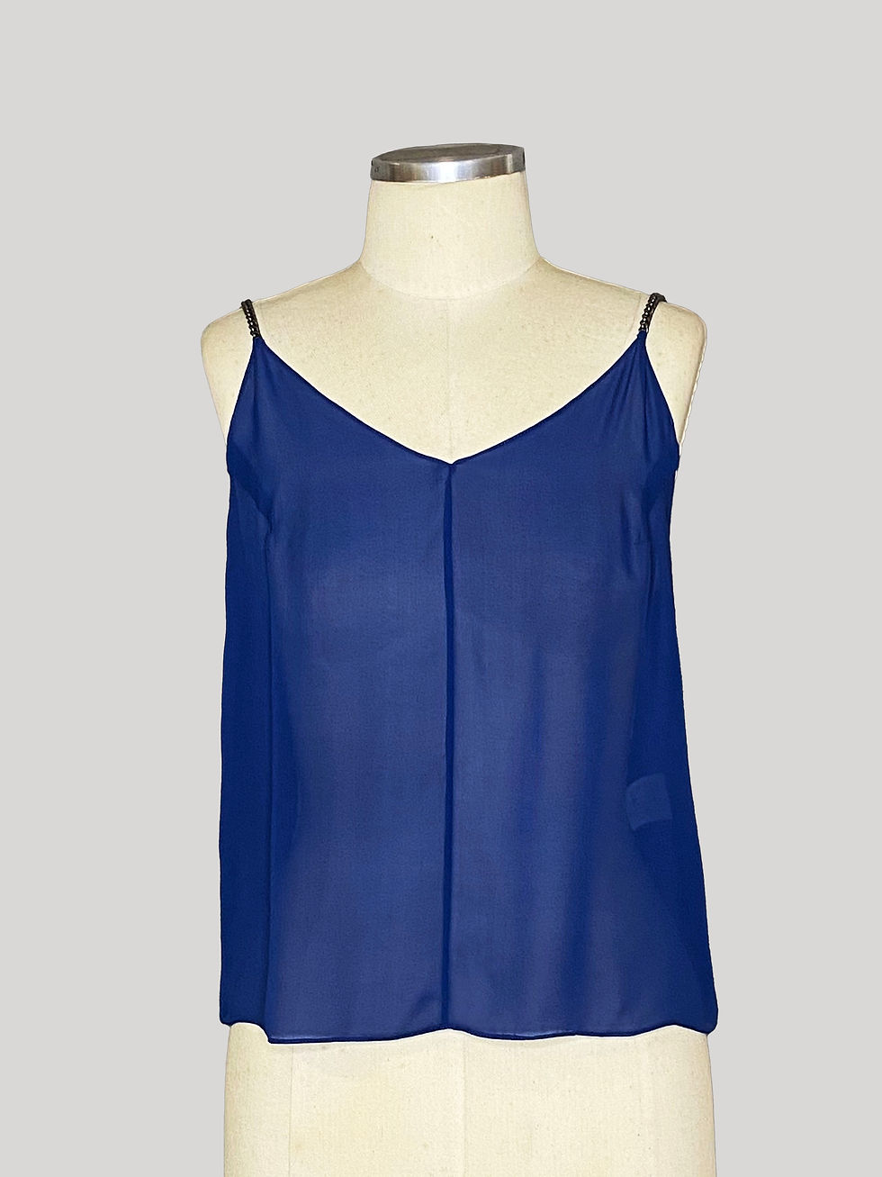 Top Correntes Seda Azul Marinho Animale de Frente