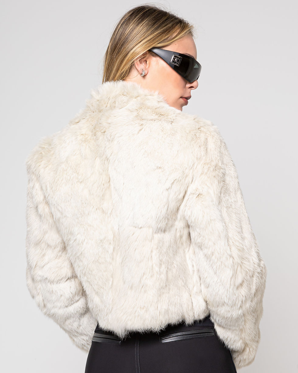 Miniatura: Casaco Curto Pele Natural Bege Acinzentado Pele e Cia Costas