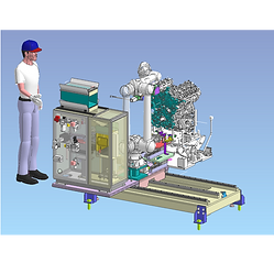 ボルト締付　供給を自動で実施
装置本体をパーツに追従しながら締付
取付穴の位置補正ようにビジョンシステム