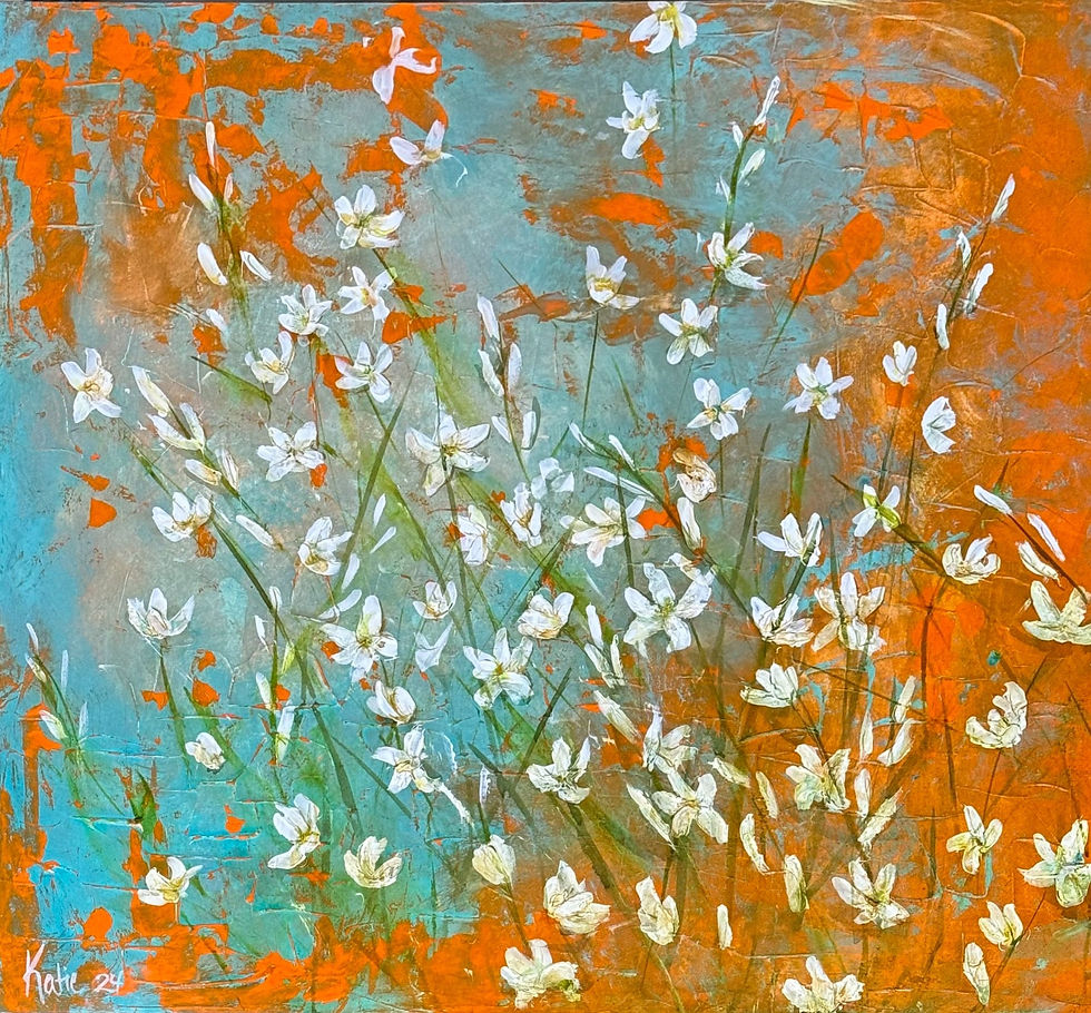 Feeling Spring by Katie P Garner. 20 x 20 acrylic on cradled wood.