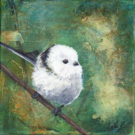 Snow Fairy, 6 x 6 acrylic painting on canvas by Katie P Garner