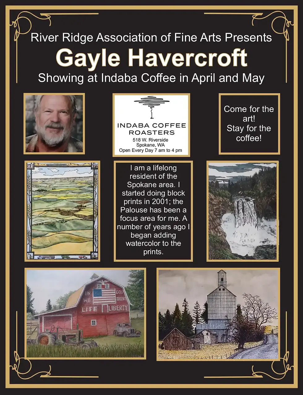 River Ridge Association of Fine Arts Presents Gayle Havercroft Showing at Indaba Coffee in April and May
