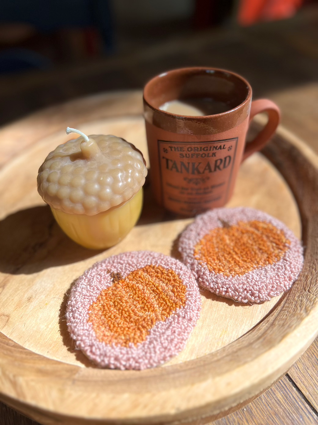 Hand Tufted House Coasters: Pumpkins (PINK)