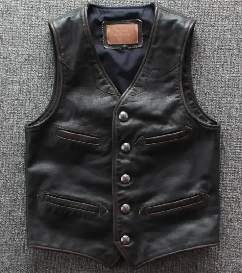 Thumbnail: Genuine Cowhide Leather Vest