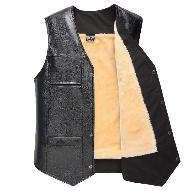 Thumbnail: Sleeveless Black Studded 4 Pocket PU Motocycle Vest